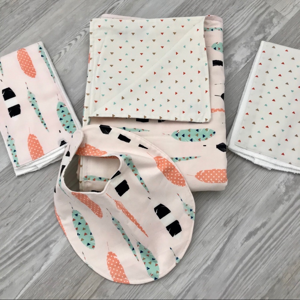 Baby Blanket, Bib & Burp Cloths